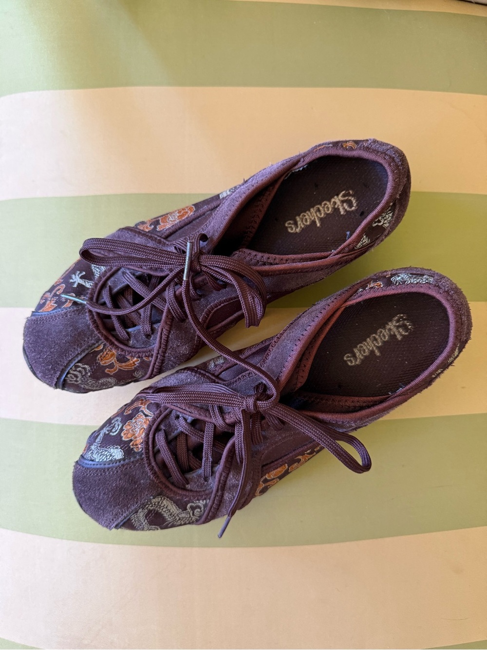 Skechers Purple Floral Embroidered Sneakers